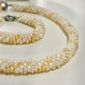 Pearl Necklace and Bracelet Set